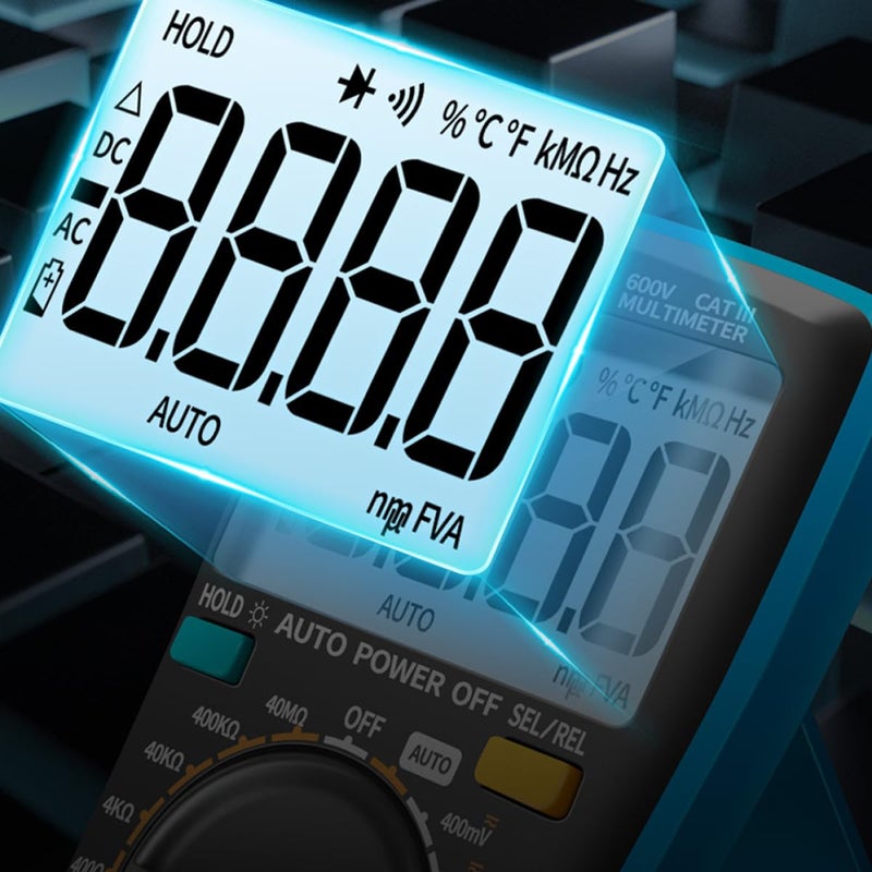 Blue Digital Multimeter with Non Contact Detection Double Fuse Safety Accurate Volt Ohm Tester - Image 5